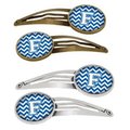 Carolines Treasures Letter F Chevron Blue and White Barrettes Hair Clips CJ1045-FHCS4